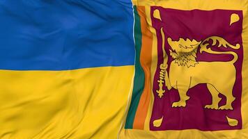 Ukraine und sri Lanka Flaggen zusammen nahtlos Schleifen Hintergrund, geloopt stoßen Textur Stoff winken schleppend Bewegung, 3d Rendern video