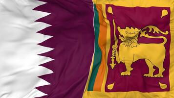 Qatar and Sri Lanka Flags Together Seamless Looping Background, Looped Bump Texture Cloth Waving Slow Motion, 3D Rendering video