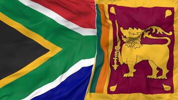 Süd Afrika und sri Lanka Flaggen zusammen nahtlos Schleifen Hintergrund, geloopt stoßen Textur Stoff winken schleppend Bewegung, 3d Rendern video