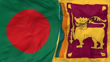 Bangladesh and Sri Lanka Flags Together Seamless Looping Background, Looped Bump Texture Cloth Waving Slow Motion, 3D Rendering video