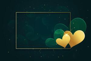 shiny golden hearts frame with text space vector