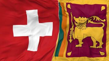 Switzerland and Sri Lanka Flags Together Seamless Looping Background, Looped Bump Texture Cloth Waving Slow Motion, 3D Rendering video