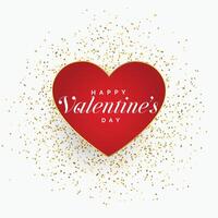 red valentines day heart with glitter particles vector