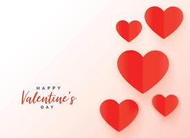 red origami hearts background for valentine's day vector