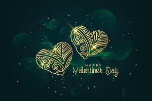 artistic golden hearts valentines day background vector