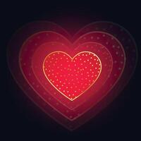 beautiful glowing red heart on dark background vector