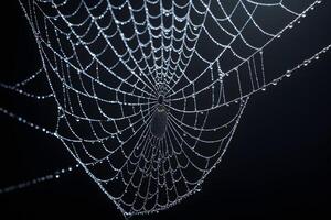 AI generated Spider Web Isolated in Black Background Ai Generative photo