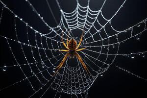 ai generado araña web aislado en negro antecedentes ai generativo foto