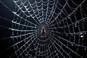 AI generated Spider Web Isolated in Black Background Ai Generative photo