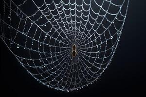 AI generated Spider Web Isolated in Black Background Ai Generative photo