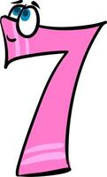 Emoji of happy number-7 in pink color vector or color illustration
