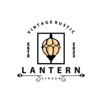 Lantern Logo Design Street Lamp Old Classic Vintage Minimalist Illustration Template vector