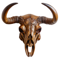 AI generated bull skull isolated on transparent background ,buffalo horn skull ,generative ai png