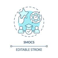 2D editable blue icon SMOCs concept, monochromatic isolated vector, MOOC thin line illustration. vector