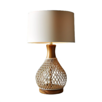 AI generated Modern Wooden Table Lamp with White Shade png