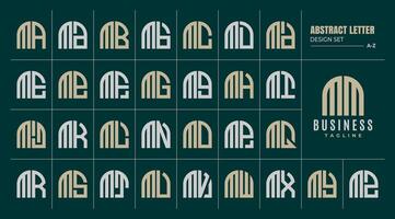 Curve line abstract shape letter M MM logo design set vector