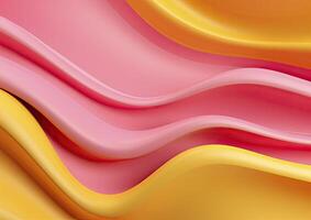 AI generated Pink and Yellow Pattern 3d Wavy Line Abstract Colorful Background photo