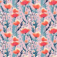 AI generated flowers with the stems showing seamless pattern background photo