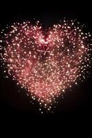 AI generated photo of fireworks in the shape of a heart, ideal for Valentine's Day or wedding-related promotions