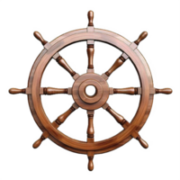 AI generated Set of Vintage Wooden Ship Steering Wheels Isolated on transparent background png