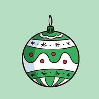 un Navidad bola, roja y verde a rayas Navidad ornamento vector