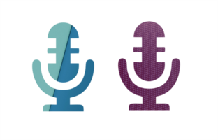 microfone podsact símbolo ilustração vermelho e azul png