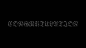 congratulation ascii animering slinga på svart bakgrund. ascii koda konst symboler skrivmaskin i och ut effekt med looped rörelse. video