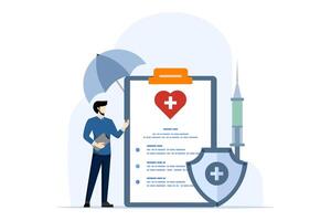 Health insurance concept explained through attractive visuals of co-pay, coverage, and deductible themes, featuring characters interacting with financial elements, flat vector illustration.