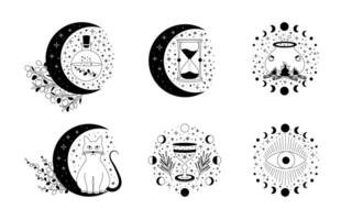 Celestial mystical moon collections. Magic and esotericl vector illustrations.