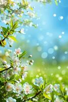 AI generated naturak spring background with copy space photo