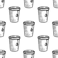 Seamless pattern with cute cup of tea or coffee doodle for decorative print, wrapping paper, greeting cards, wallpaper and fabric vector