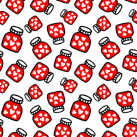 Seamless pattern of Jars with heart.Pattern for Valentines day png