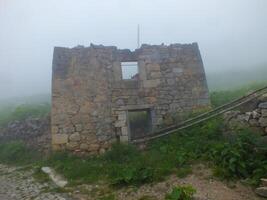 Santa Ruins in foggy weather, Gumushane, Turkey. photo