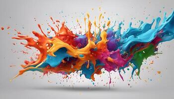 AI generated Colorful paint splashes isolated on white background. 3d rendering photo
