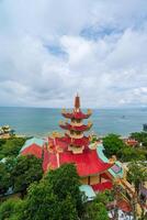 Tu Quang Pagoda in the coastal city of Vung Tau. Views of the sea and part of the city. photo