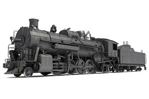 Steam train locomotive 3d rendering on a white background photo