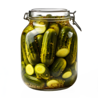 AI generated pickled cucumber isolated on transparent background ,pickles in a jar ,generative ai png