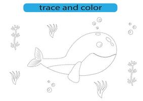 Trace and color.Trace and color for preschoolers.Handwriting practice for kids. vector