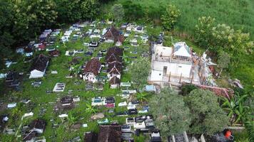 Aerial photo of Eyang Gedong's grave in Mindi, Klaten, Central Java, Indonesia.