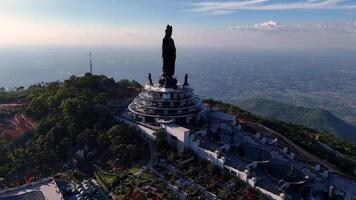 View of Ba Den mountain tourist area, Tay Ninh province, Vietnam. A unique Buddhist architecture with the highest elevation in the area view from below is very beautiful. video