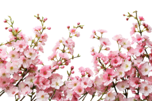 AI generated Branch with colorful blooming flowers isolated on transparent background png