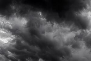 Dark sky and dramatic black cloud before rain.A tropical cyclone is a rapidly rotating storm system characterized by a low-pressure center, a closed low-level atmospheric circulation, strong winds. photo