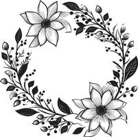 Abstract Floral Arrangement Black Iconic Logo Elegant Wedding Bloom Vector Black Emblem