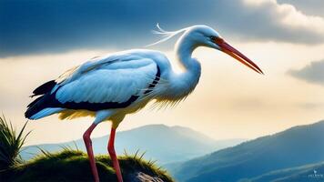 AI generated Majestic Soarer Stork Bird in Natural Splendor photo