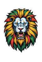 AI generated Lion head with colorful hair Illustration design png