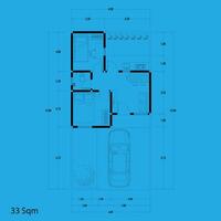 piso plan Plano tipo 33 metros cuadrados, figura de el apunte bosquejo de el construcción y el industrial esqueleto de el estructura y dimensiones. vector eps 10