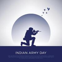 India Ejército día póster diseño, suelo, silueta. bandera, patriótico vector, ilustración creativo diseño, 15 enero , social medios de comunicación, correo, libertad, pistola, vector