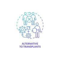 2D gradient alternative to transplants icon, simple isolated vector, thin line blue illustration representing cell therapy. vector