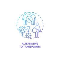 2D gradient alternative to transplants icon, simple isolated vector, thin line blue illustration representing cell therapy. vector