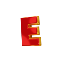 Glossy red alphabet with yellow 3d letter e png